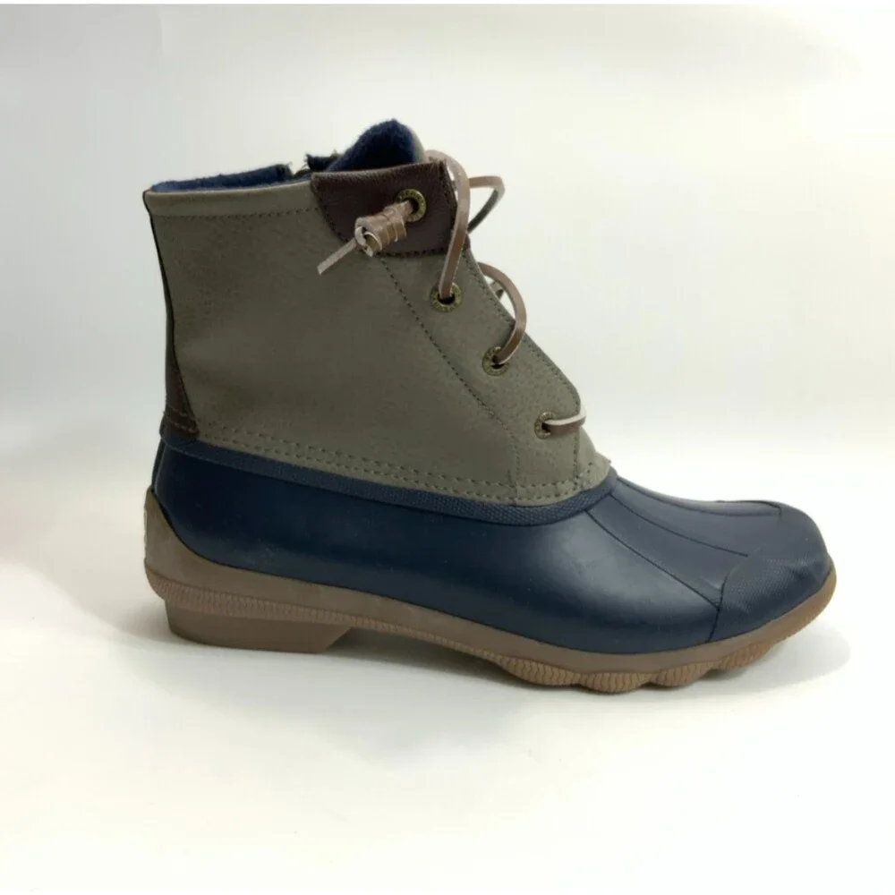 Sperry Waterproof Rubber Outdoor Rain Duck Boots Blue Gray 8